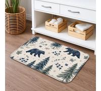 Nature Bear Tapis de bain à séchage rapide - Vintage forêt sauvage - Absorbant, antidérapant, saisonnier - En flanelle - Lavable pour salle de bain et toilettes - 40,6 x 61 cm