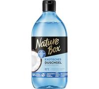 Nature Box Gel douche (6 x 385 ml), exotique au parfum de noix de coco, formule végétalienne et pH neutre pour la peau avec huile de coco pressée à froid, cosmétique naturel certifié
