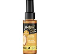 Nature Box Huile nourrissante pour cheveux (70 ml), huile capillaire à l'huile d'argan pour un soin intensif et une protection contre les pointes fourchues, flacon 100 % plastique social
