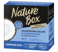 Nature Box - Shampoing Solide Hydratation - A l'Huile de Coco Pressée à Froid - Au Beurre de Karité BIO - Cheveux Normaux à Secs - 99% d'Ingrédients d'Origine Naturelle - Savon de 85g, 1 Unité (Lot de 1)
