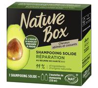 Nature Box - Shampoing Solide Réparation - A l'Huile d'Avocat Pressée à Froid - Au Beurre de Karité BIO - Cheveux abîmés et cassants - 99% d'Ingrédients d'Origine Naturelle - Savon de 85g, 1 Unité (Lot de 1)