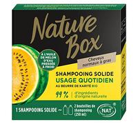Nature Box Shampoing Solide Usage Quotidien Cheveux Normaux à Gras - Shampooing Végan à l'Huile de Melon d'Eau Pressée à Froid - 99% d’Ingrédients d’Origine Naturelle - 85 g