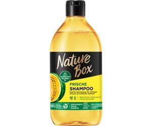 Nature Box Shampooing Fraîcheur (385 ml), shampooing pour cheveux gras et pointes sèches, shampooing cheveux avec huile de melon pressée à froid, bouteille 100% plastique recyclé