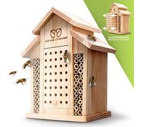 Nature Conform Hôtel à insectes - Nouvelle édition 2024 - Hôtel à abeilles [boîte de rangement - Finition soignée avec tubes en bambou | Aide à la nidification] Hôtel à abeilles sauvages Jardin et