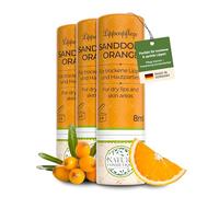 Nature Cosmétique® Lot de 3 soins pour les lèvres à l'argousier - Pour lèvres sèches et gercées - Avec cire d'abeille, huile de jojoba et vitamine C - Manchon en papier durable - Fabriqué en Allemagne
