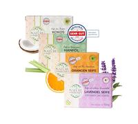 Nature Cosmétique - Lot de savons naturels lavande, huile de chanvre, argousier et coco - Savon naturel fait à la main pour les mains et le corps - Hydratant, soin de la peau, végétalien, sans huile