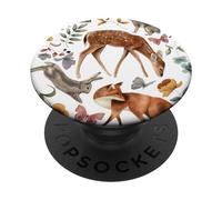 Nature Cottagecore, Lumière Académie, Animaux de la Forêt Renard Cerf PopSockets PopGrip Adhésif
