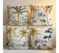 Nature Coussin Exterieur 90x90 cm Impermeable Lin Grand Coussin Canape Usine Housse Chaise Lot de 4 Decoratif Jardin Exterieur Taie D'oreiller pour Salon de Jardin Patio Décoration,Cadeau Femme b-1476
