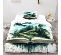 Nature dans Un Livre Literie Set Design créatif Art 3D Imprimé Microfibre avec Fermetures Éclair Enfants Single（135x200cm）