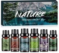 Nature Essential Oils Set Of 6 X 10 Ml,Pure & Natural Aromatherapy Essential Oils,For Diffusers,Massage,Yoga-Bamboo,Rain,Forest Pine,Lavender & Chamomile