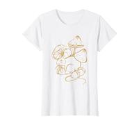 Nature Esthetic Souris Recherche Champignons et Glands T-Shirt, Femme, Blanc, XS