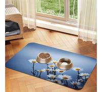 Nature Fleur Blanche,Tapis d'alimentation pour Animaux de Compagnie, Sets de Table en Cuir PU pour Chats et Chiens,30x45cm