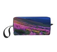 Nature Flowers Meadow Mountain Scenic Printed Makeup Bag with Handle Lightweight Portable Cosmetic Organizer for Travel Gym & Daily Use - Gift for Women Girls, blanc, Taille unique, Trousse de