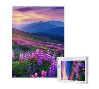 Nature Flowers Meadow Mountain Scenic Puzzle imprimé avec boîte de rangement Puzzle en bois pour adultes et enfants 500 pièces Jeu décoratif amusant en famille