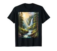 Nature Forêt Cascade Rivière Randonnée Plein Air Sauvage Art T-Shirt