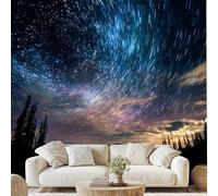 Nature Galaxie Jungle Paysage Papier Peint Intissé Ciel Nocturne Étoiles Mural Psychédélique Arrière-plan Papier Peint Autocollant Mural 100x70 cm pour Chambre Salle de Bain Salon