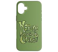 Nature is The Cure Design Typographie botanique terreuse Vert Coque pour iPhone 16 Plus