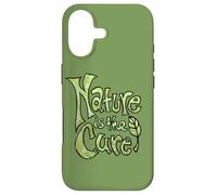 Nature is The Cure Design Typographie botanique terreuse Vert Coque pour iPhone 17