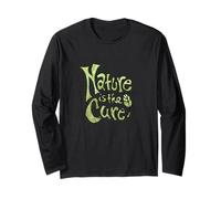 Nature is The Cure Design Typographie botanique terreuse Vert Manche Longue