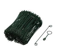 NATURE Lot de 200 Liens à boucle en acier galvanisé plastifié naturellement vert - (L16 cm x Ø1,4 mm)
