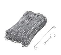 NATURE Lot de 200 Liens à boucle en acier galvanisé pour torsadeuse à fil - (L16 cm x Ø1 mm)