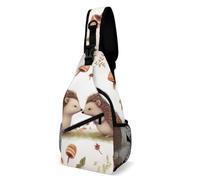 Nature Lovely Hedgehog Lovers Nature Sunset Deer Sling Bag Crossbody Chest Bag with Pockets, Shoulder Backpack for Hiking, Travel