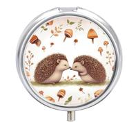 Nature Lovely Hedgehog Lovers Pilulier Médicaments, Pilulier 3 Compartiments Quotidien Petit Pilulier Rond, Pilulier de Voyage Pilulier Boîte à Pilules Boîte à Pilules en Métal pour Poche Sac à Main