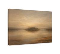 Nature Misty Lake Golden Brown - Canvas Wall Art Print 18×12 inch (45×30 cm) - Horizontal / 1.25 inch (3 cm)