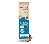 Naturé Moi - Crème Hydratante Visage Jour/Nuit - Soin Visage Homme - À l'Acide Hyaluronique et à l'extrait de Cascara - 99% d'Origine Naturelle - Fabriqué en France, Bleu, 50.00 ml (Lot de 1)