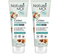 Naturé moi - Crème Hydratante Visage Tous Types de Peaux Soin Jour et Nuit Aloe Vera Beurre Babassu Bio Hydrate Nourrit Certifié Biologique 50 ml Fabriqué en France (Lot de 2)