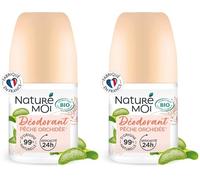 Naturé Moi - Déodorant roll-on - Efficacité 24h - Déodorant femme à l'Aloe Vera Bio et au Magnésium - Parfum Pêche Orchidée - 99% d'Origine Naturelle - 50 ml - Fabriqué en France (Lot de 2)
