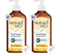 Naturé Moi - Lait Corps Hydratant au Lin Bio de Bourgogne et à l'Huile de Sésame Bio - Lait Corps Hydratant et Nourrissant - 97% d'Origine Naturelle - 500 ml - Fabriqué en France (Lot de 2)