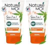 Naturé Moi - Soin Cheveux 2 en 1 - Après-shampooing + Masque - Cheveux Secs et Abîmés - Aux Céramides Végétales et à l'huile de Chanvre Bio - 98% d'Origine Naturelle - 150 ml - Fabriqué en France
