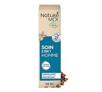 Naturé Moi - Soin visage Homme 2 en 1 - Masque visage + Gommage visage - Soin visage à l'extrait de Cascara - 98% d'Origine Naturelle - 50 ml - Fabriqué en France
