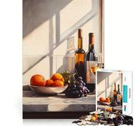 Nature Morte au vin et aux Fruits, Puzzle de 1000 pièces pour Adolescents, Jeu Intelligent pour Partager des Moments de complicité, découpe précise, pièce de Collection 50x75cm