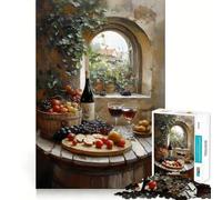 Nature Morte au vin et aux Raisins, Puzzle de 1000 pièces pour Adultes et Adolescents, Jeu de réflexion apaisant, Cadeau de Noël idéal 38x26cm