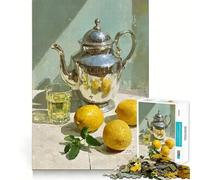 Nature Morte aux Citrons et théière Puzzle de 1000 pièces pour Adolescents Jeu de logique et de Coordination Découpe précise Surprise de Noël 50x75cm
