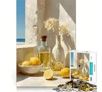 Nature Morte aux Citrons Vue côtière Puzzle de 1000 pièces pour Adolescents Développe la réflexion Loisirs Cadeau attentionné Bords précis 38x52cm