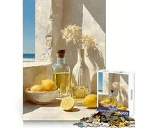 Nature Morte aux Citrons Vue côtière Puzzle de 1000 pièces pour Adolescents Développe la réflexion Loisirs Cadeau attentionné Bords précis 38x52cm