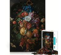 Nature Morte avec Fruits et Fleurs Puzzle de 1000 pièces pour Adolescents Jeu de réflexion Amusant et décontracté Design élégant Cadeau 50x75cm