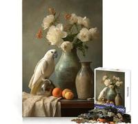 Nature Morte avec Perroquet et Fleurs Puzzle Difficile de 1000 pièces pour Adultes Jeu Intelligent et Amusant Découpe précise Cadeau Artistique 50x75cm