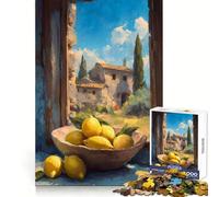 Nature Morte Citrons toscans près de la fenêtre Puzzle de 1000 pièces pour Adolescents Stimule la mémoire, réduit Le Stress Cadeau précieux 50x75cm