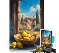 Nature Morte Citrons toscans près de la fenêtre Puzzle de 1000 pièces pour Adultes Jeu de logique mentale Détente et Douceur Découpe Ferme Liste de souhaits du Père Noël 38x52cm