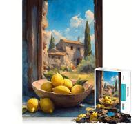 Nature Morte Citrons toscans près de la fenêtre Puzzle de 1000 pièces pour Adultes Jeu de réflexion Amusant et décontracté Découpe de précision Cadeau Artistique 38x26cm
