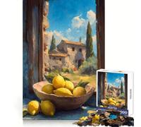 Nature Morte Citrons toscans près de la fenêtre Puzzle de 1000 pièces pour Adultes Jeu de réflexion Amusant et décontracté Découpe de précision Cadeau Artistique 38x26cm