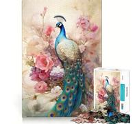 Nature Morte de Paon et de Fleurs, Puzzle de 1000 pièces pour Adolescents, idéal pour développer la mémoire, se détendre et Offrir Un Cadeau touchant (50x75cm)