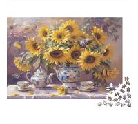Nature Morte de tournesols, Champ de tournesols coloré en Contre-Jour, Puzzle de 1000 pièces pour Adultes, Magnifique Puzzle décoratif, Cadeau Amusant, 70 x 50 cm / 1000 pièces