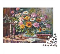 Nature Morte Fleurs_1 Puzzle 1000 Pièces avec Découpe Précise, Jeu De Puzzle Classique Concentration Training Puzzle pour Un Tableau À Encadrer, Superbe Idée Cadeau 38x26cm/1000pcs
