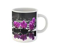 Nature Morte Noire, Pierres De Thérapie, Orchidée Rose, Eau Zen Tasse À Café Unique Tasse À Thé Drôle Mug Cadeaux Fantaisie Pour Pâques Anniversaire Noël 330Ml