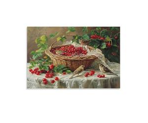 Nature Morte Oiseaux Baies1000 pièces de Puzzle comme Cadeaux d'anniversaire et de Noël, décoration de la Maison, prévention de la dégénérescence cérébrale pour Les Personnes âgées. 50x70cm